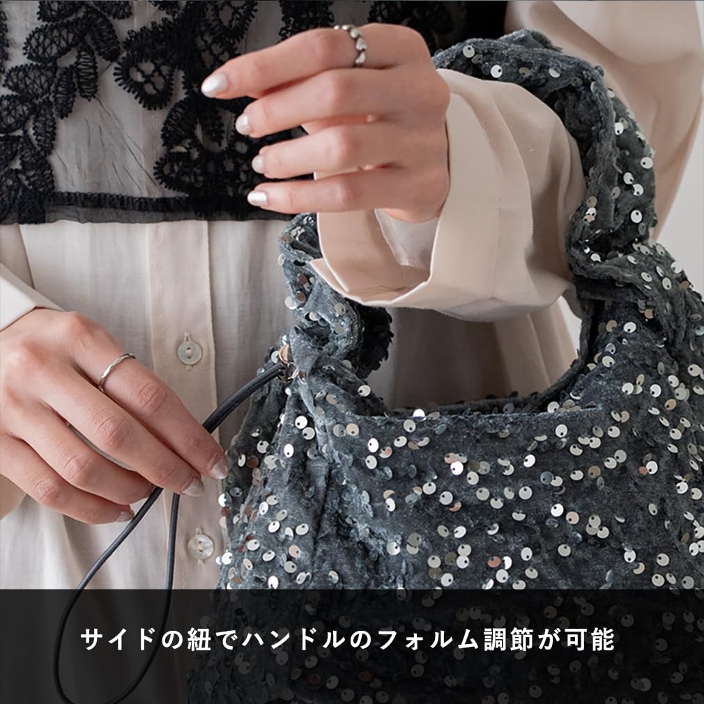 VITAFELICE Sequin Mini Handbag for Women, Nsb-30219z (Black)