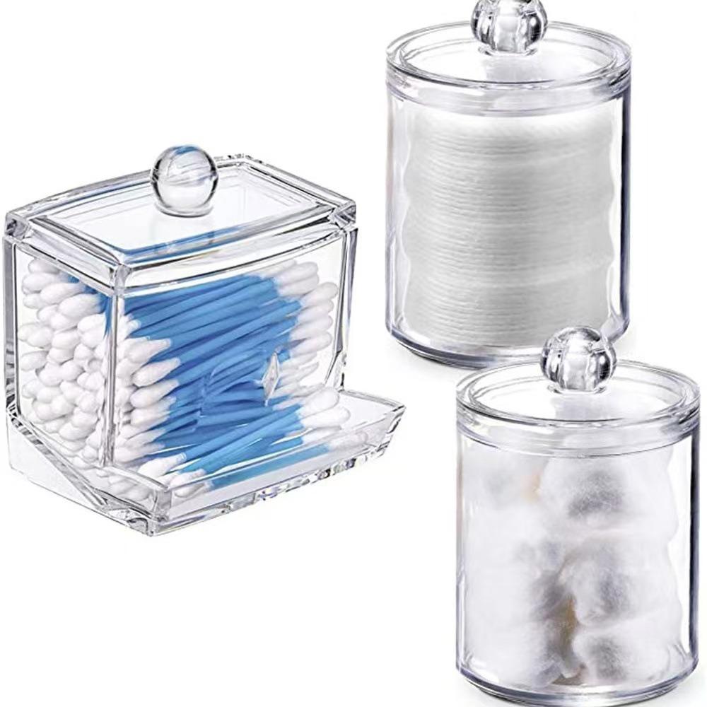 2/3/4Pcs Dust-proof Qtips Storage Holder Set Save Space Apothecary Container Jar  Cotton Pad