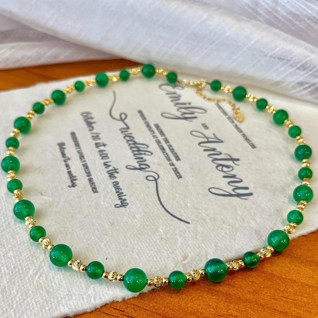 Retro Premium Natural Chalcedony Niche Design New Gypsy Collarbone Chain Neck Chain Necklace Women