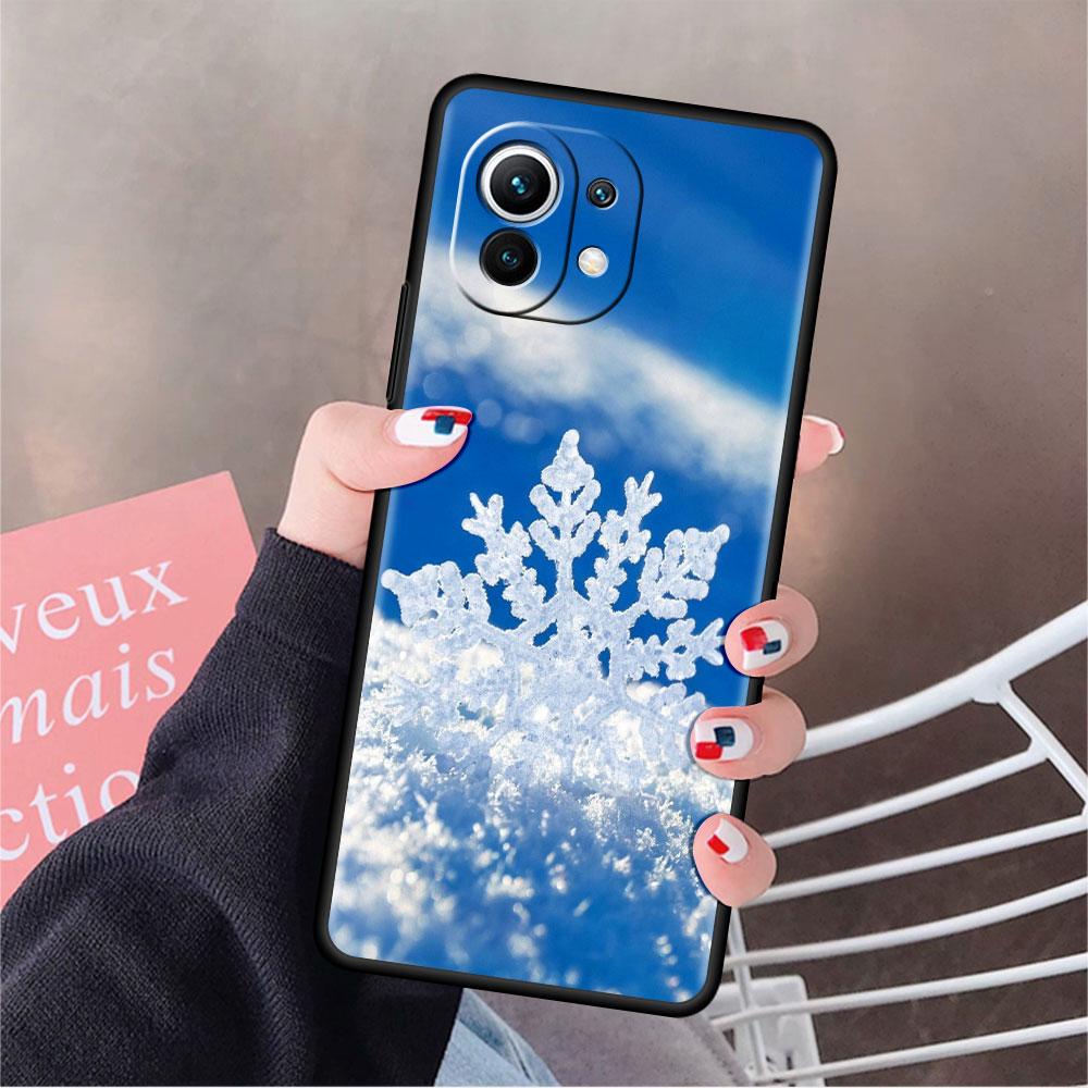 Měkké silikonové pouzdro pro Xiaomi Mi 11 Lite 5G NE 11T Pro 12S Ultra 12 Note 10 10T 9T Kryt na telefon Nárazník Funda Sněhobílá Vločka