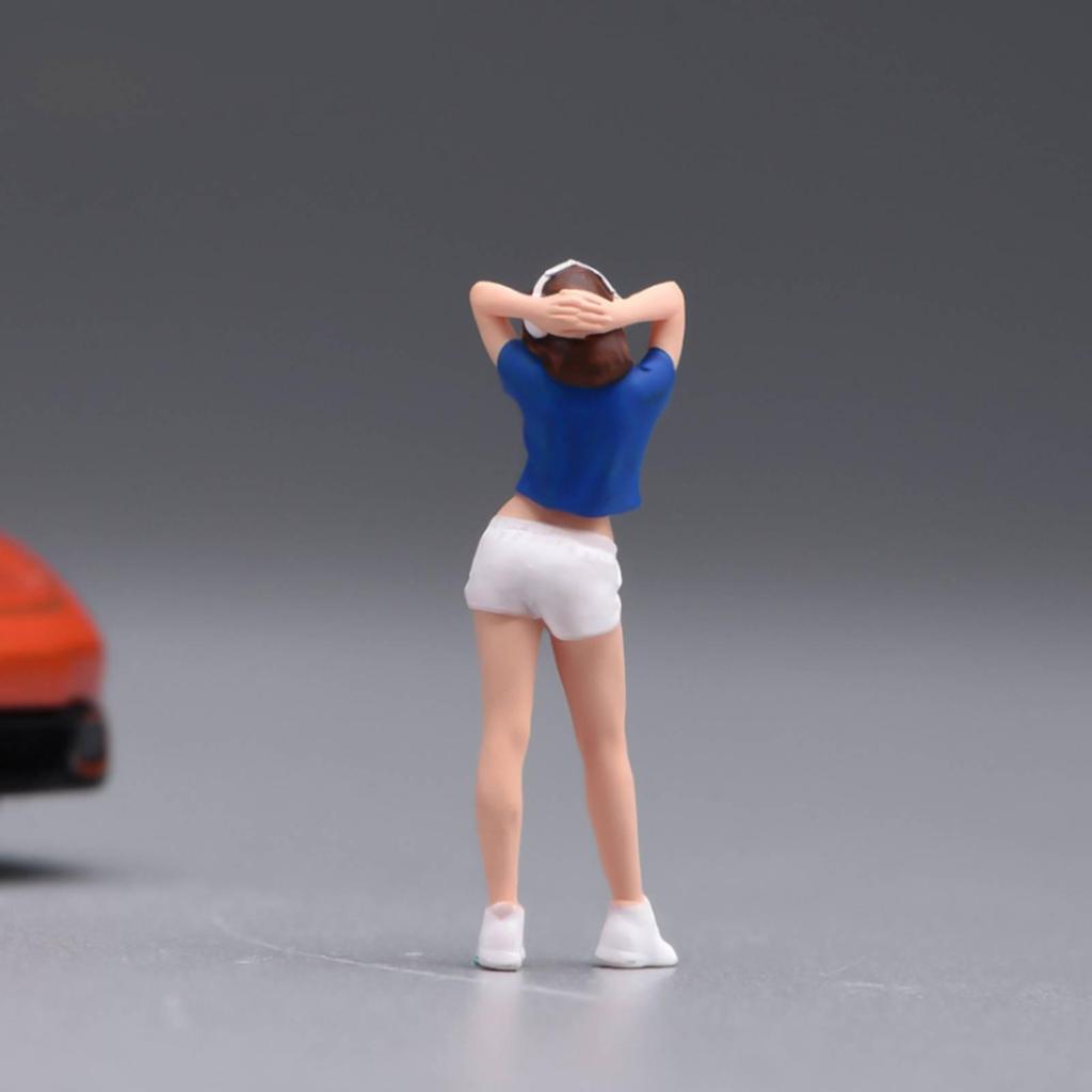 1/64 Scale Figurine Painted Female Miniature Raised Arms Figure for Collectors,