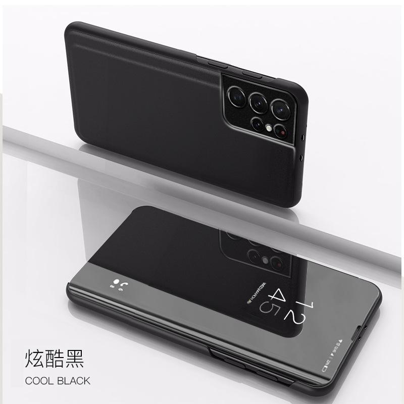 Étui à rabat miroir en cuir pour Samsung Galaxy S25 S25Ultra S25 Edge S24 S23 S22 S21 S20 Note20 10 9 8 Support Housse de téléphone Funda