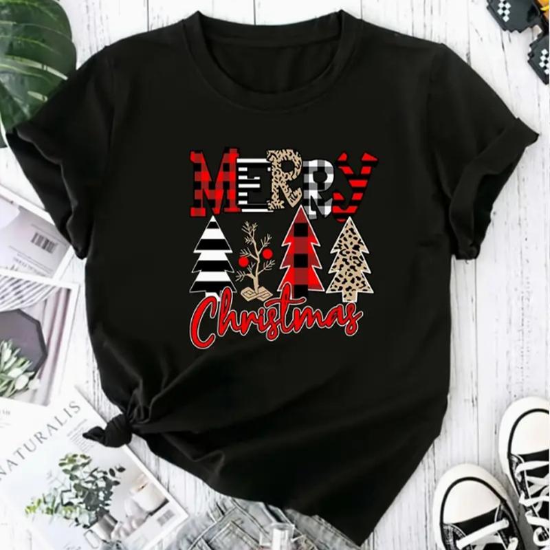 Fashion Women Christmas Bear Print T Shirt Funny Casual O-neck Short Sleeves T-shirt Summer Female Tee Shirt