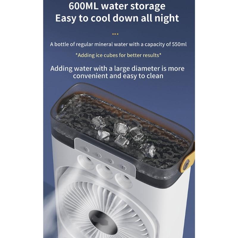 Rechargeable Air Conditioning Portable Desktop Cooling Fan with 3 Speed Suitable for Office and Bedroom Dormitory