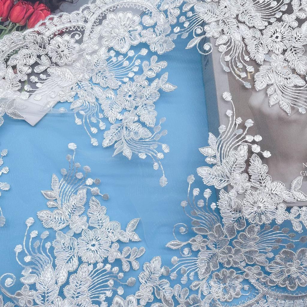 50Yard Bilateral Embroidery Lace Accessories Fabric Wedding Curtain Tablecloth Handmade Diy Material Wedding Stage Fabric