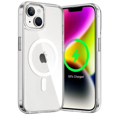 Skaidrus magnetinis dėklas, skirtas Apple iPhone 13 14 11 12 15 Pro Max Plus 13 12 Mini XS Max XR 8 7 SE SE2 su Magsafe permatomu dangteliu