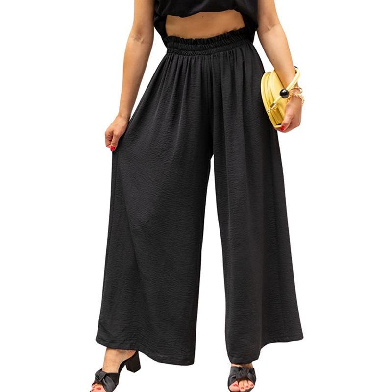 DAFIFY Women's Fashion Summer Spring Casual Solid Color Print High Waist Trousers Pants & Capris