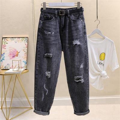 Retro Women's Black & Grey High Waist Wide Leg Cropped Jeans, Chic & Trendy (Autumn 2020)