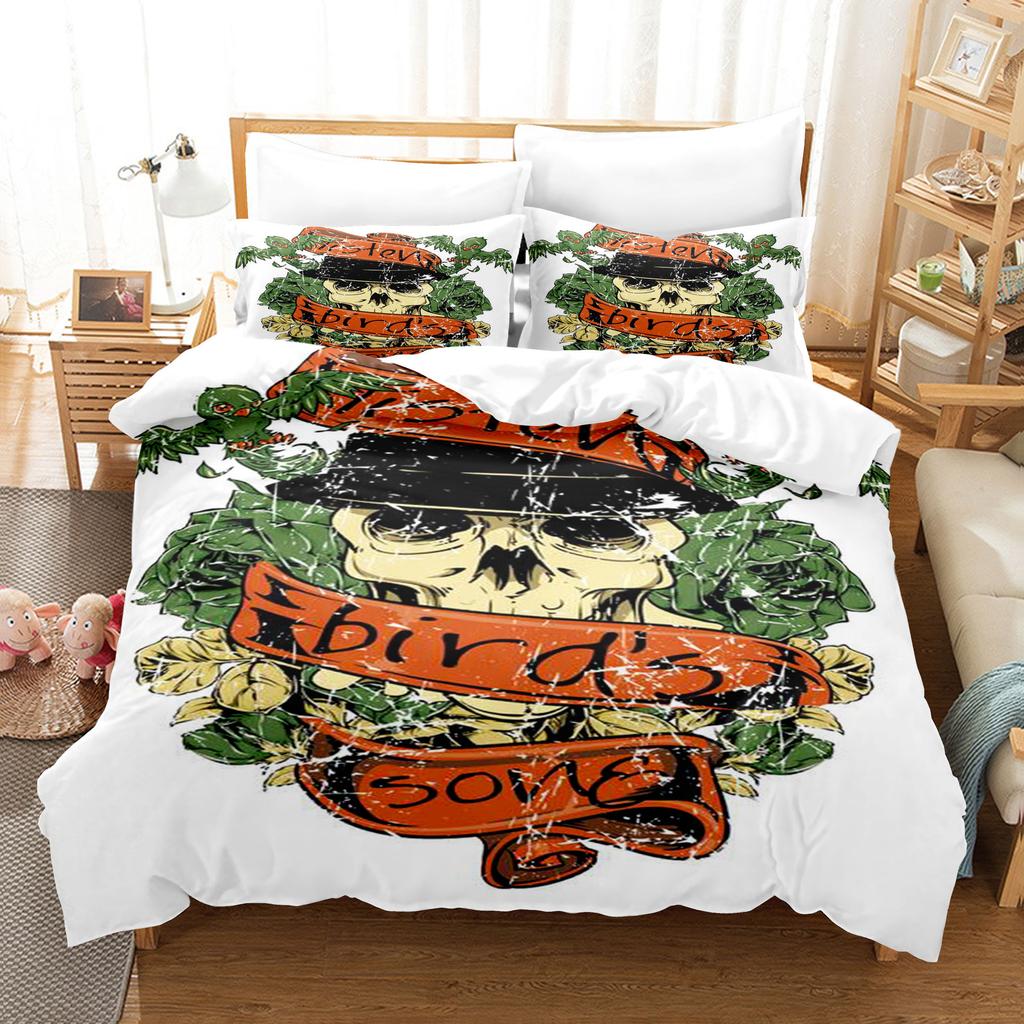 Vintage Pop Goth Reaper Schädel Punk Rock Bettwäsche Digitaldruck Polyester Baumwolle Dreiteiliges Set