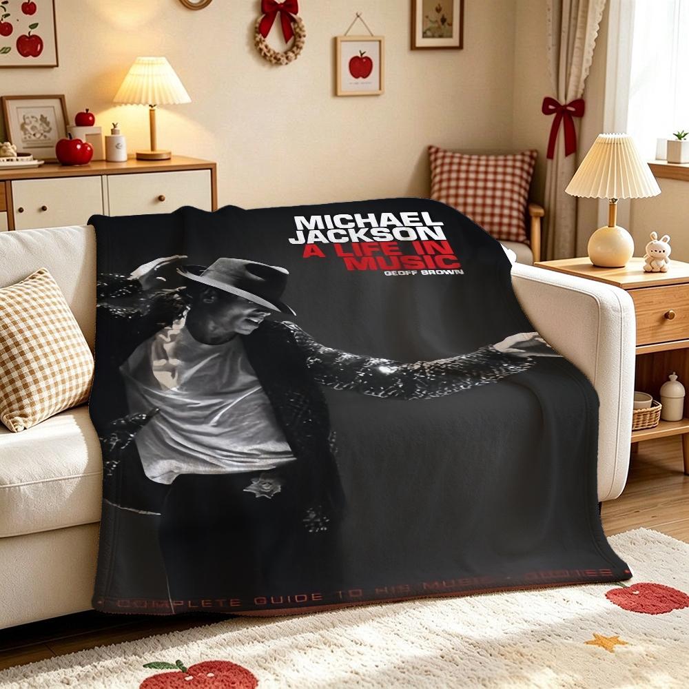 Michael Jackson Pop Theme Printed Blanket Warm Comfortable Fleece Blanket For Camping Travel Home Decor Holiday Gift
