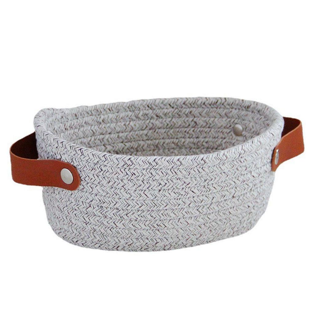Nordic Storage Basket with Handles Hand Woven Cotton Rope Container Toy Sundries Key Desktop for Wardrobe Closet