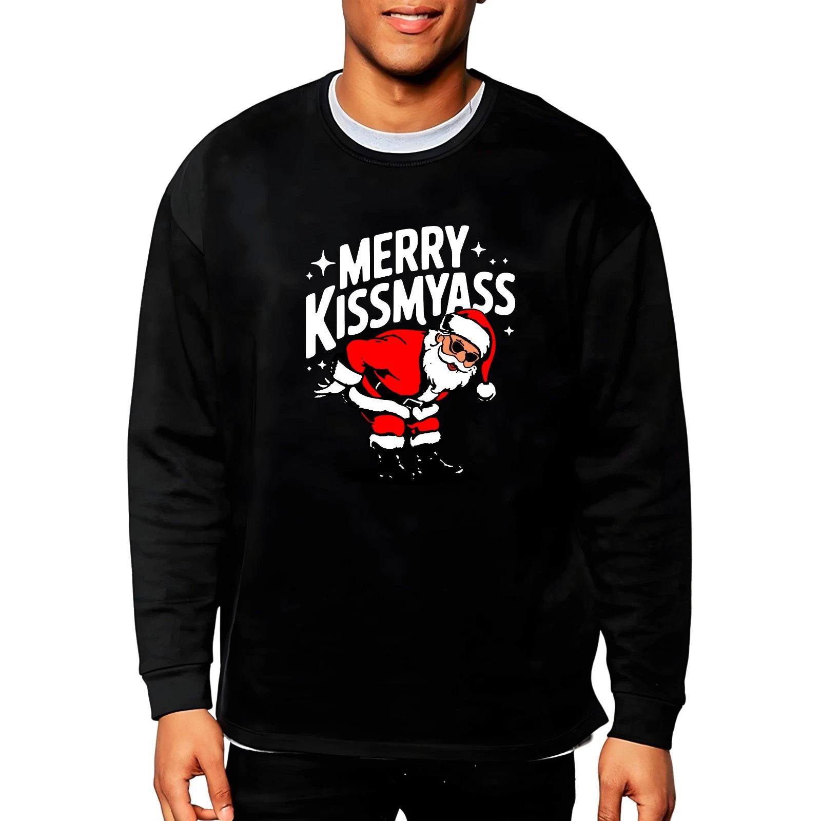 Merry Kiss My ASS Santa Naughty Xmas Festive Events Naughty Unisex Sweat Shirt M