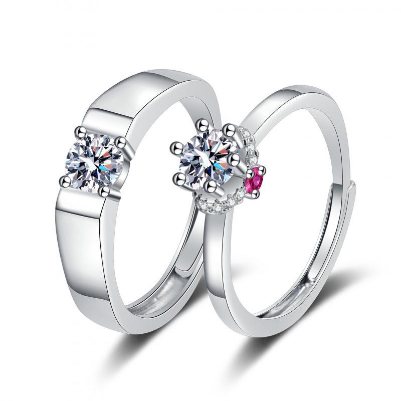 Rhinestone Bow Couple Rings - Elegant European & American Valentine's Gift Jewelry