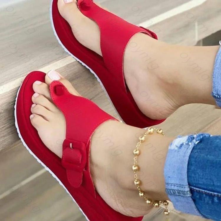 Women's Sandals Summer Shoes Beach Platform Clip Toes Buckle Strap Pu Leather Female Ladies Casual Shoes 2024 Beach Slippers