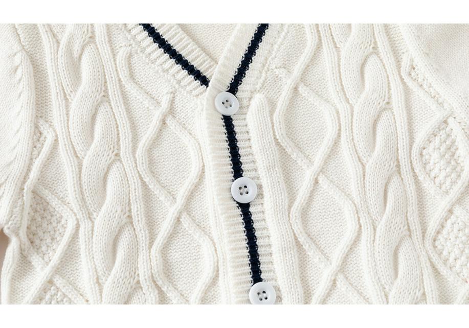 KuaJing Boys' Spring 2025 Thick Cotton Knit Cardigan Sweater, European & American Style, Single Layer, Open Front