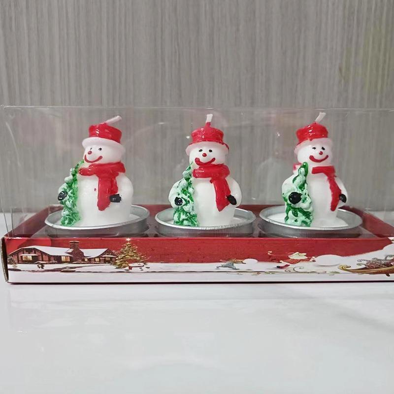 3Pcs Christmas Tree Scented Candle Handmade Santa Claus Cute Soy Wax Candles Snowman Wedding Candles Home Decoration Party Xmas