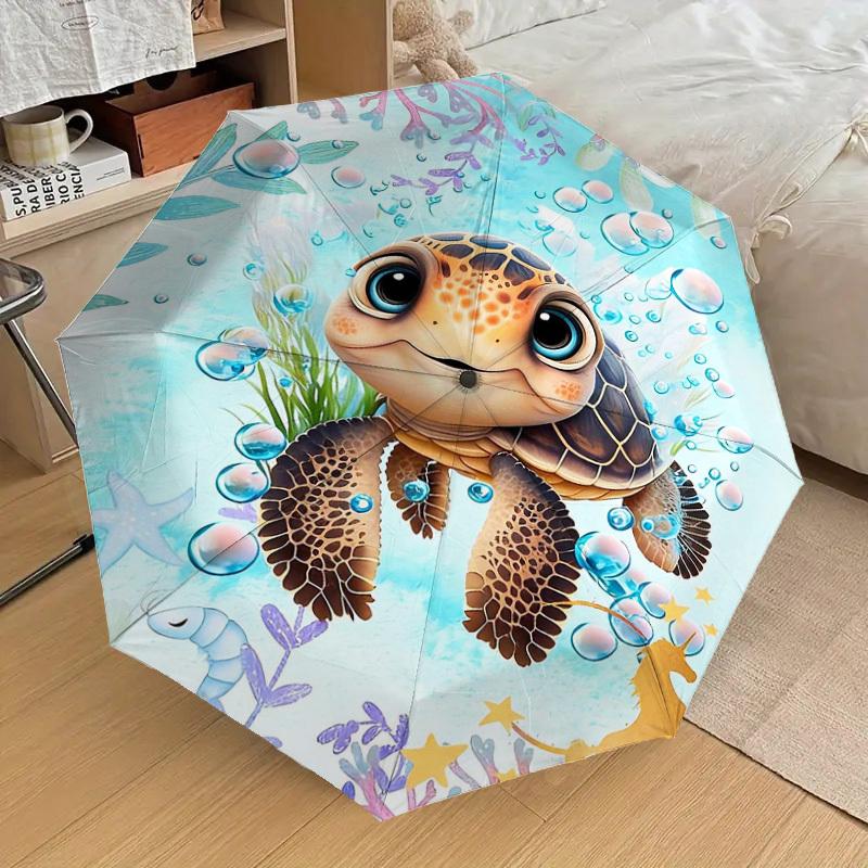 1PC Turtle Ocean Umbrella-8-Rib Reinforced Portable Folding Travel Suitable for All Seasons Outdoor Daily Use  -J0350