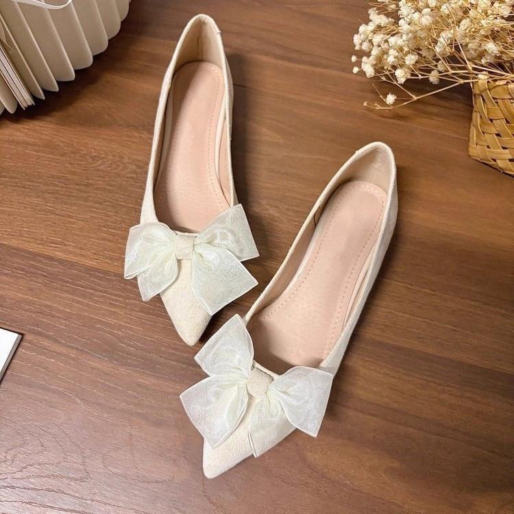 Pointed High Heels Women's Summer Girl Sweet Bow 2025 New Spring Versatile French Light Mouth Stiletto Shoes