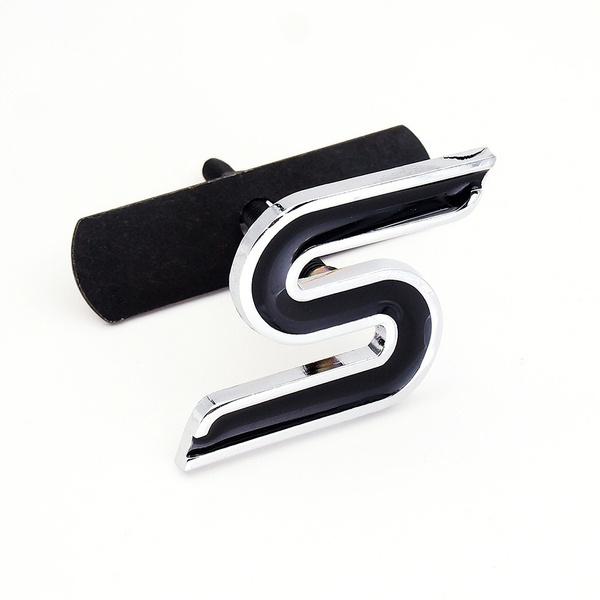 S Chrome Metal Car Front Hood Grille Emblem Badge Rear Trunk Car Stickers Car Styling