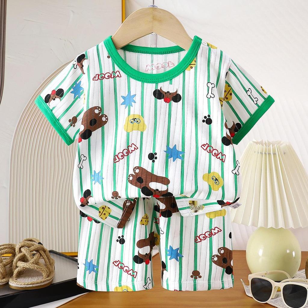 Kids' Cotton Short-Sleeved Set: Korean Style Summer Two-Piece for Girls and Boys