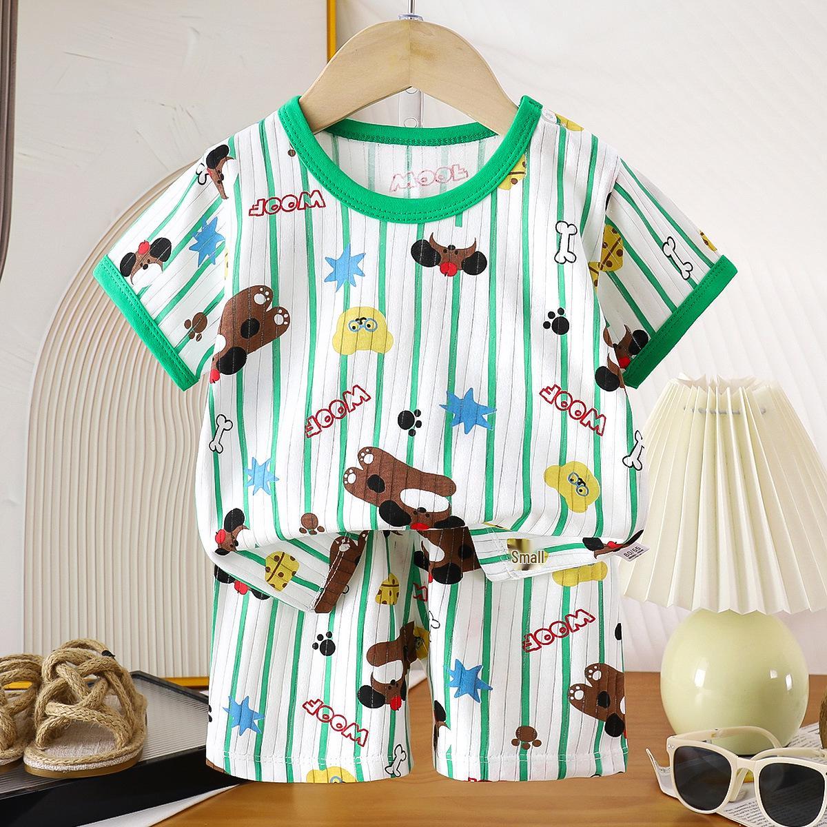 

Kids Cotton Short-Sleeved Set: Korean Style Summer Two-Piece for Girls and Boys 73 cm