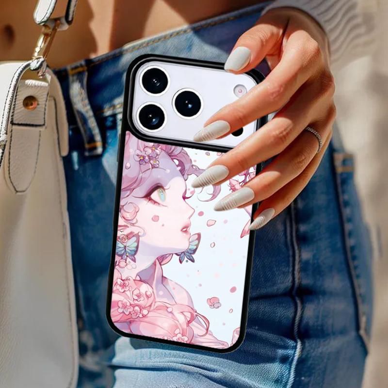 Cartoon Girl illustration Phone Case For iPhone 17 Air 14 15 13 12 Max Cover For Apple 14 15 16 16e 11 Pro Max Plus Coque
