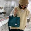 Women Corduroy Zipper Shoulder Bag Small Cotton Canvas Handbag Casual Tote Crossbody Bag Vintage Messenger Bags