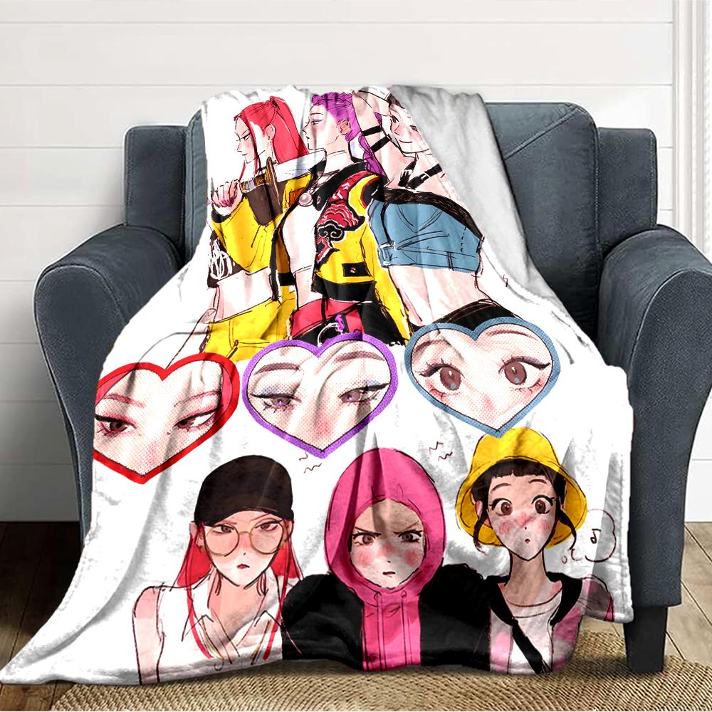 1pc KPop Demon Hunters28 Blanket, Gift, for Men and Women, Soft Blanket, Good for Sofa Bed Couch Travel, Lightweight Flannel Blanket
