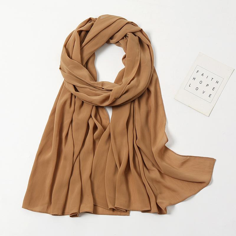 High Quantity Georgette Crepe Hijabs Crinkle Chiffon Scarf Women Muslim Headscarf Fashion Long Shawls Headband 180*70Cm