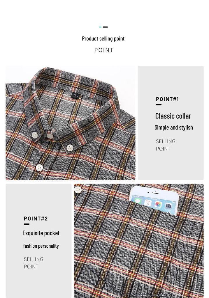 Camicia a quadri in flanella a maniche lunghe da uomo taglie forti Autunno/Inverno
