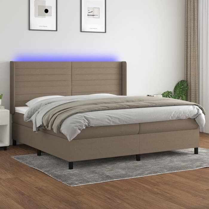VidaXL Sommier à Lattes de Lit avec Matelas et LED, Lit Rembourré avec Tête de Lit, Lit Double, Lit Adulte de Chambre, 3138425