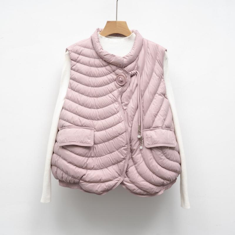 Down vest new national standard 90 down casual autumn and winter light and simple solid color round neck loose coat