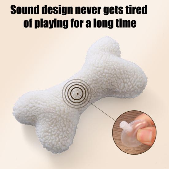 Plush Squeaky Bone Dog Toy Soft Lamb Wool Chewing Toy with Built-In Sound Washable