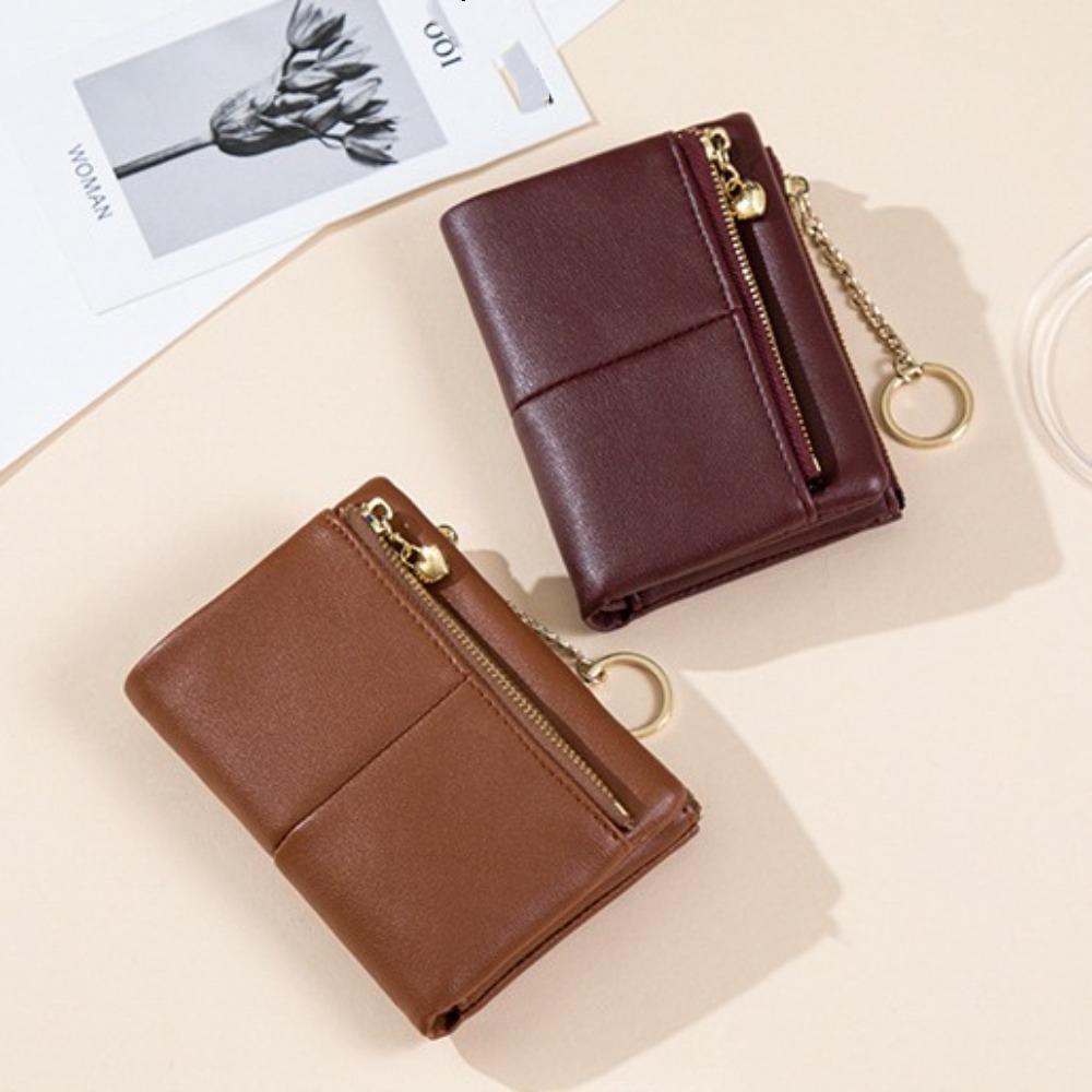

Large Capacity Mini Card Bag PU Card Holder Simple Zip Wallet Women чёрный