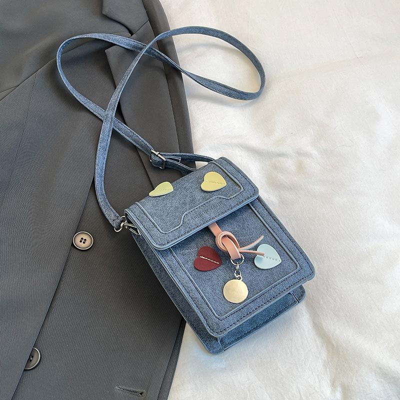 

2024 летняя новая симпатичная маленькая квадратная сумка для девочек модная повседневная сумка-мессенджер корейской версии ins модная сумка для мобильного телефона для женщин синий