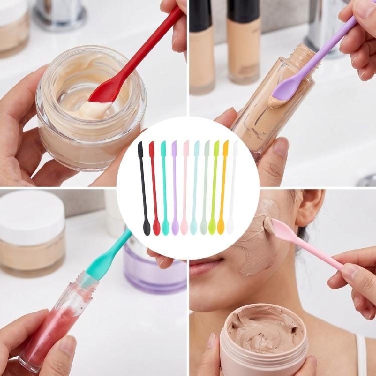 10Pcs Small Silicone Double Tip Cosmetic Spoons Makeup Spatulas Scrapers for Scraping Container and Lotion Bottles