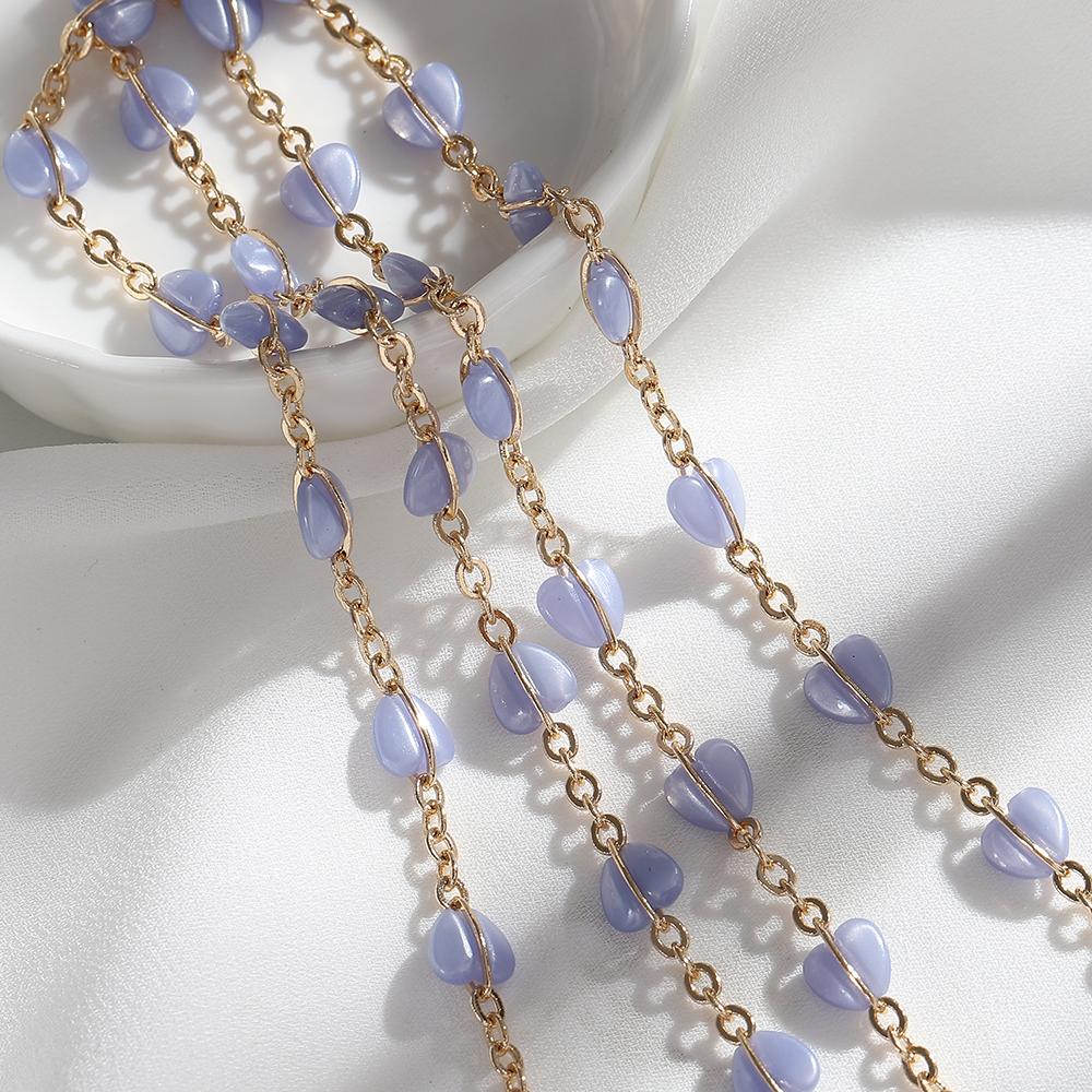 

1meter Butterfly Bead Copper Chains Acrylic Bead KC Gold Color Rhodium Beaded Chains for Necklace Bracelet Jewelry Making DIY