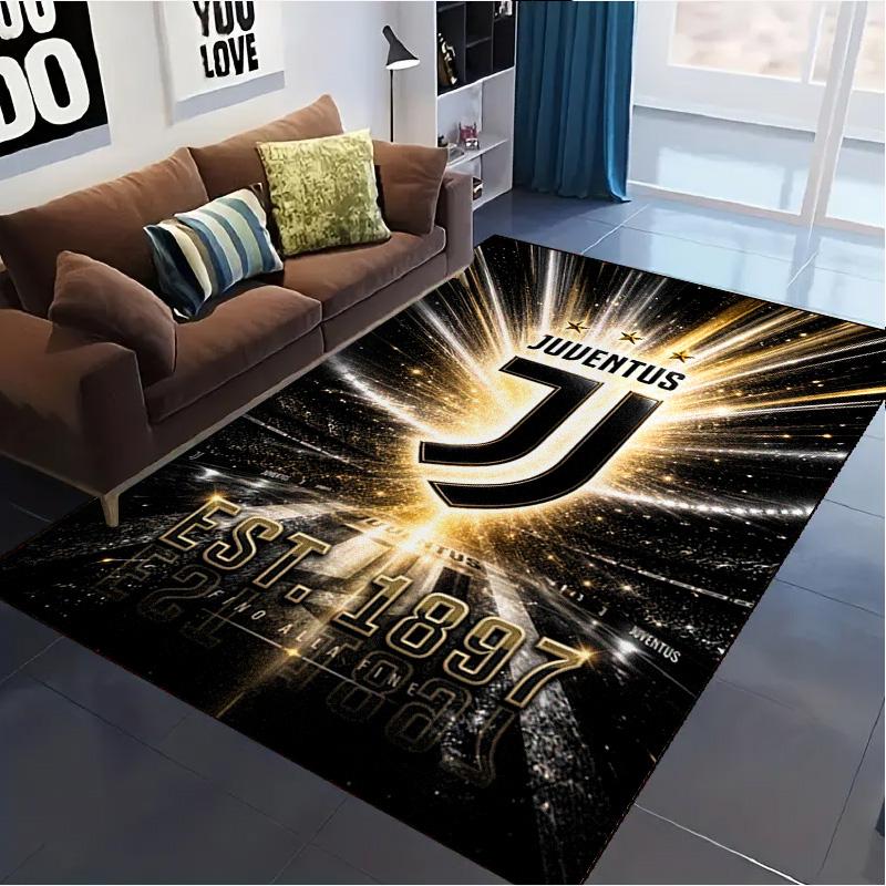Tappeto Juventus per Soggiorno Camera da Letto Casa Decorazione Divano, Tappetino Antiscivolo per Giochi Bambini