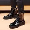 Męska moda w stylu koreańskim punkowe ubrania klubowe kowbojskie buty na platformie lakierowane buty jesienno-zimowe botki na kostkę botas hombre