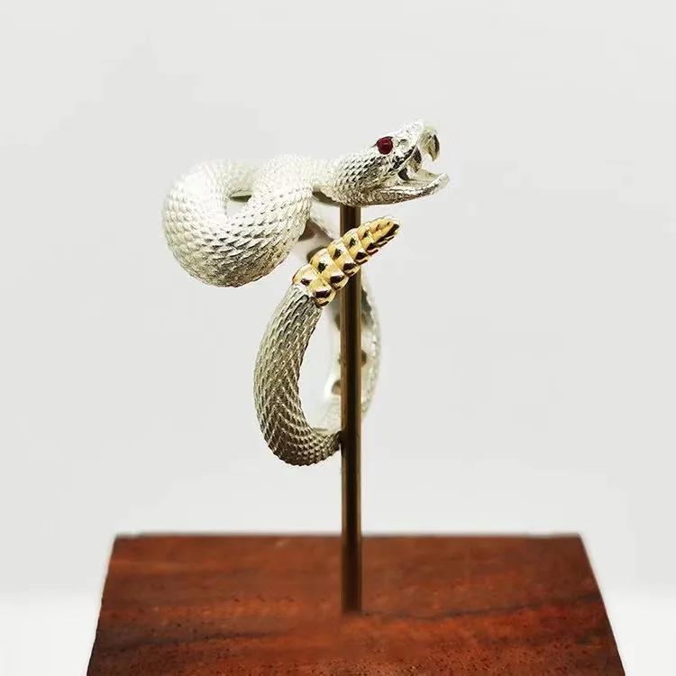 Vintage Gothic Rattlesnake Adjustable Ring for Men and Women Punk Dark Style Trendy Design Couple Rings Jewelry Accessories