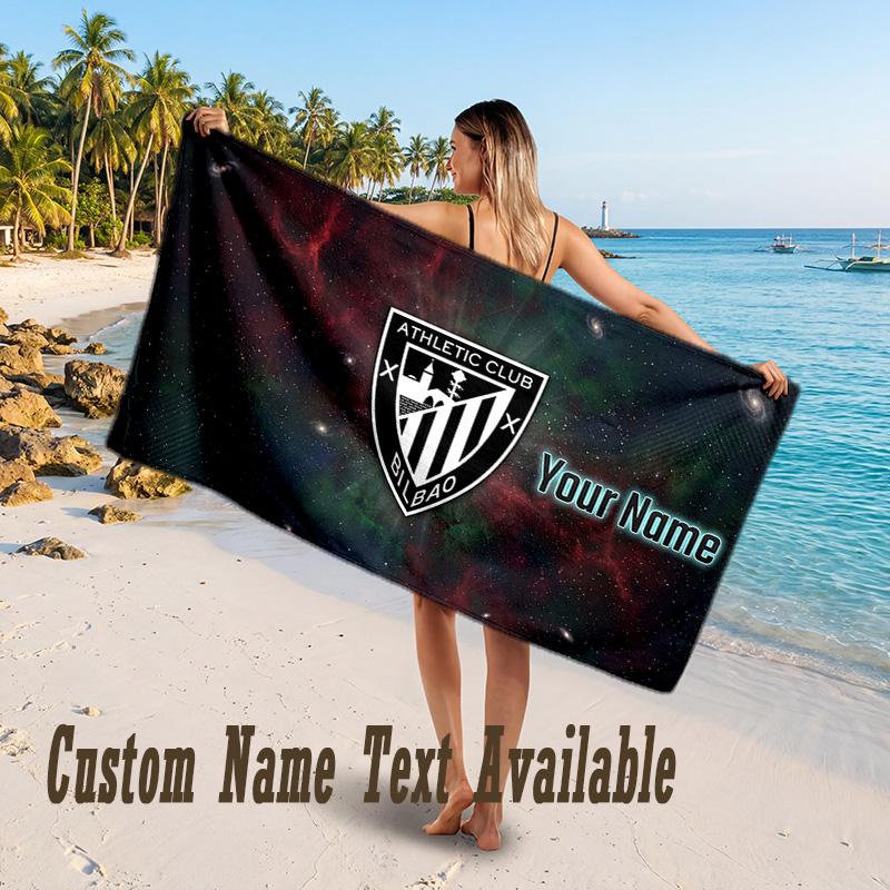Athletic Bilbao FC Design Beach Towel Custom Text Large Towel for Beach Vacation