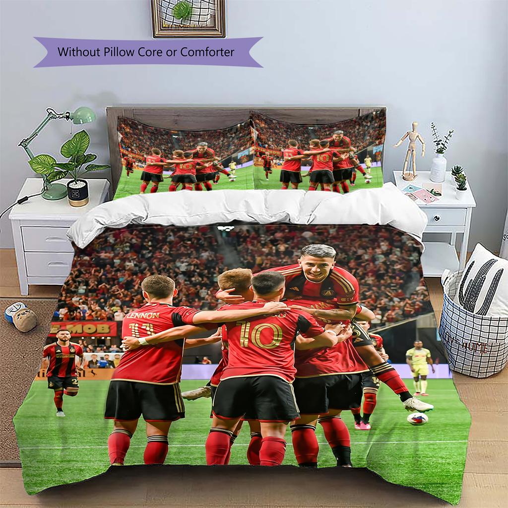 Atlanta United FC Pattern Bedding Home Decoration Birthday Gift (1 * duvet cover + 2 * pillowcase, without core)