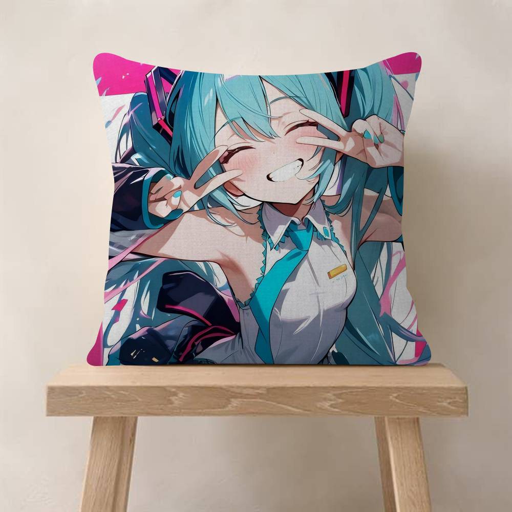 HHatsune Anime Miku Cushion Cover Decorative Pillow Sofa Home Decor Case Pillow Cases