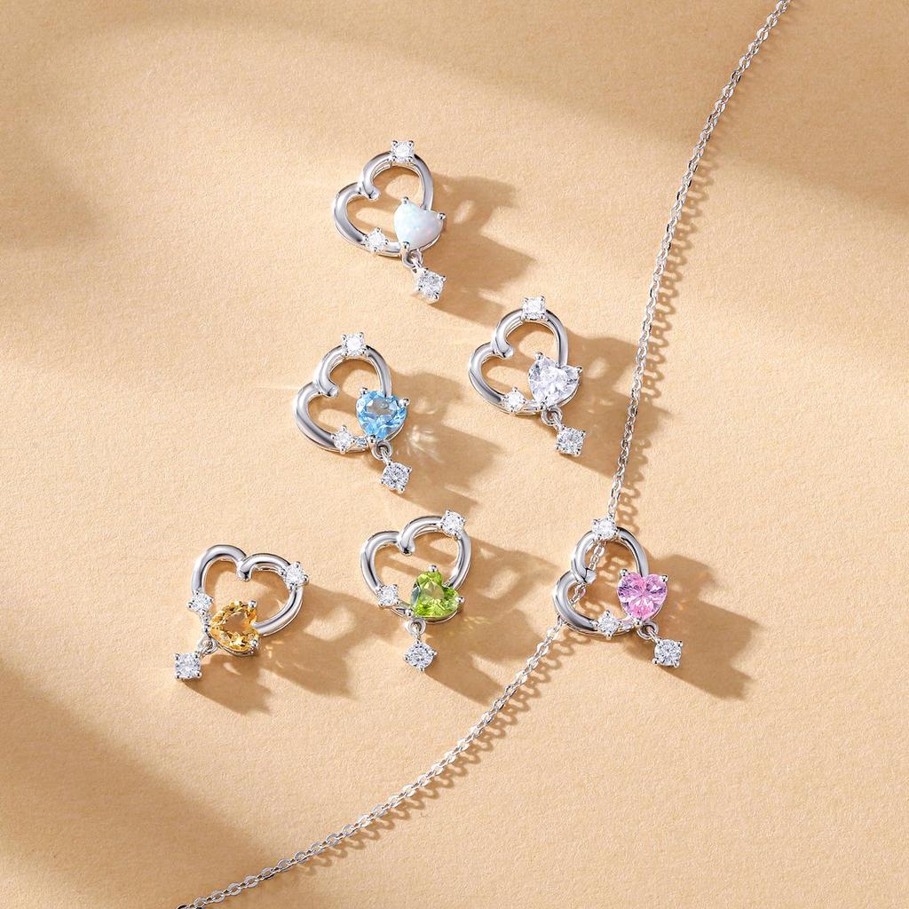 FANCIME Platinum Necklace with November Birthstone Heart Open Heart Diamond and Zirconia PT950 Silver Amulet Gift Wrapping Included Women's Topaz,