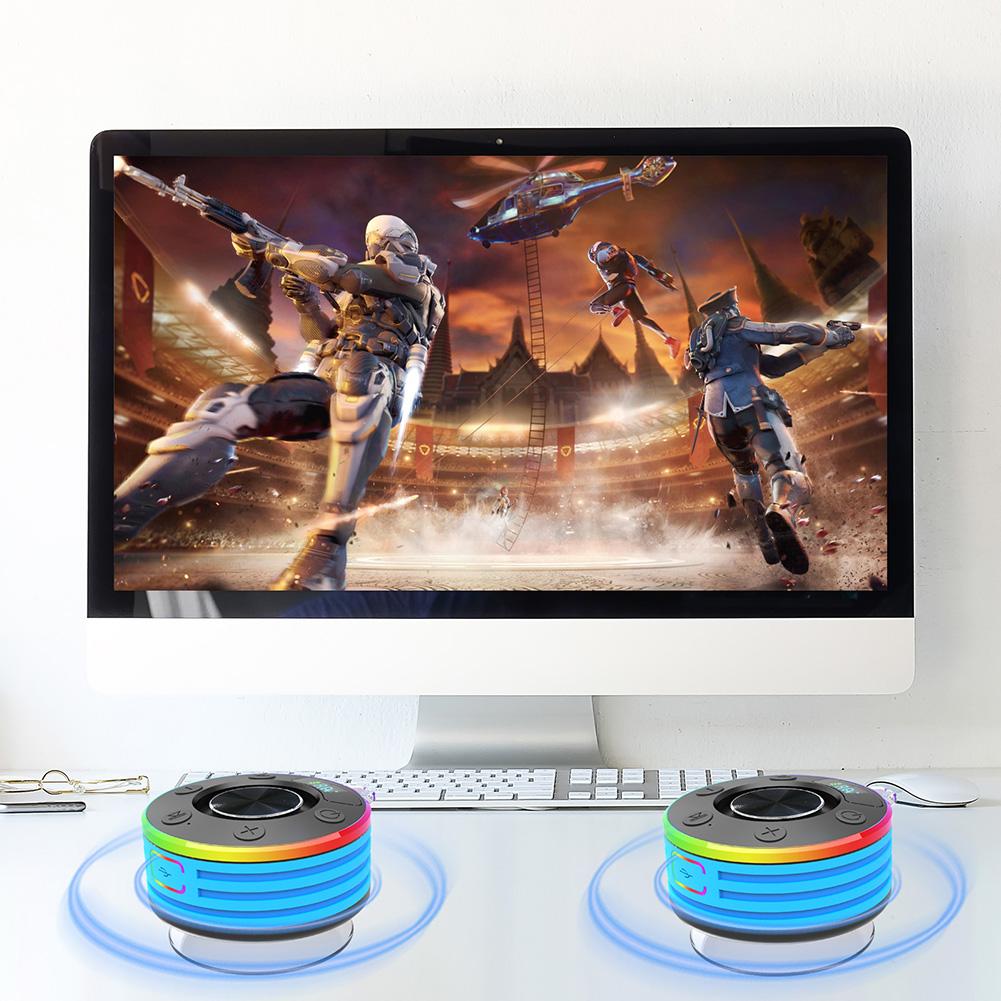 Bluetooth-Compatible 5.3 Shower Speaker IPX7 Waterproof Portable Wireless Speaker with Suction Cup FM Radio for Outdoor