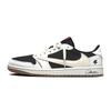 Travis Scott x Air Jordan 1 Resistente à Abrasão Cano Baixo Sapatos de Basquete Vintage Unissex Preto Branco DZ4137-700(Equipe938-)