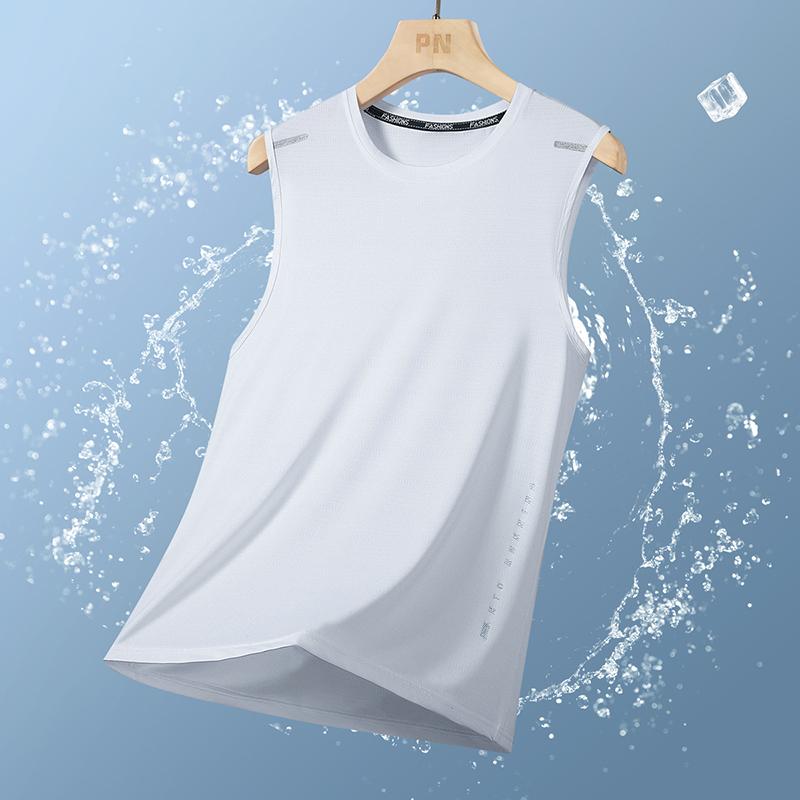 2025 New T-shirt Men's Ice Silk Quick-drying Short-sleeved Ice Silk Short-sleeved Vest