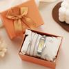 No Gift Box New Small Dial Barrel-shaped Delicate Ladies Quartz Watch   Pearl Bracelet 4-piece Set