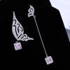 Temperament Earrings Design Sense Long Wings Ab Asymmetric Butterfly Earrings
