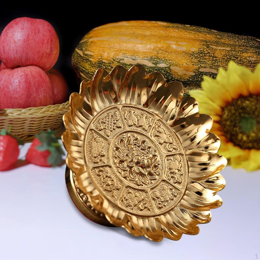 Buddhist Fruit Bowl Footed Food Dessert Snack Holder Lotus Tray Temple for Table